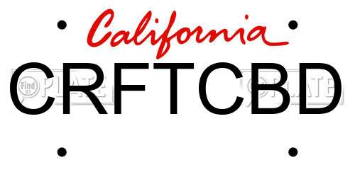 CRFTCBD California License Plate