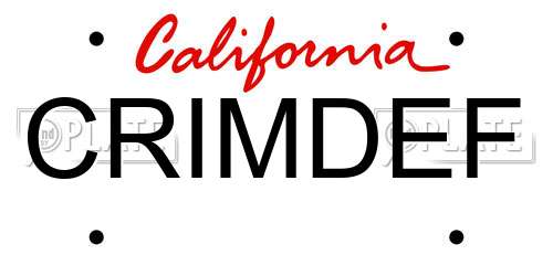 CRIMDEF California License Plate
