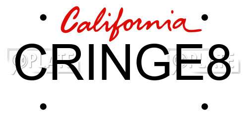 CRINGE8 California License Plate