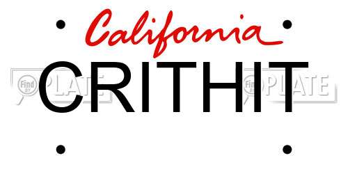 CRITHIT California License Plate
