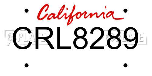 CRL8289 California License Plate