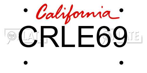 CRLE69 California License Plate