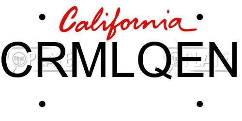 CRMLQEN California License Plate