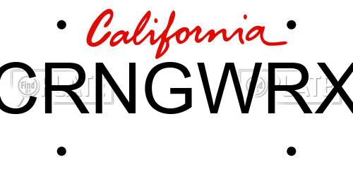 CRNGWRX California License Plate