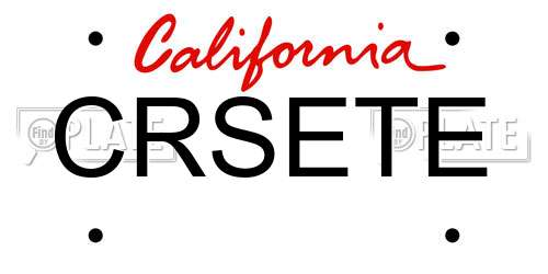 CRSETE California License Plate