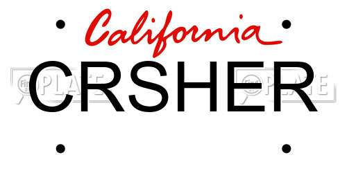 CRSHER California License Plate