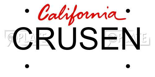 CRUSEN California License Plate