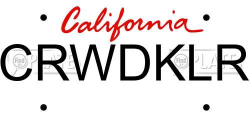 CRWDKLR California License Plate