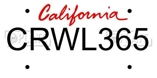 CRWL365 California License Plate