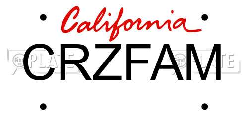 CRZFAM California License Plate