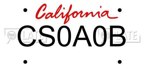 CS0A0B California License Plate