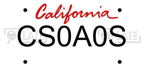 CS0A0S California License Plate