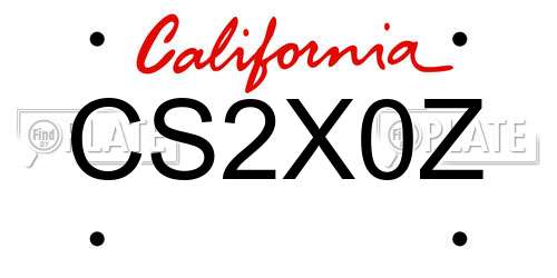 CS2X0Z California License Plate