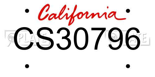 CS30796 California License Plate