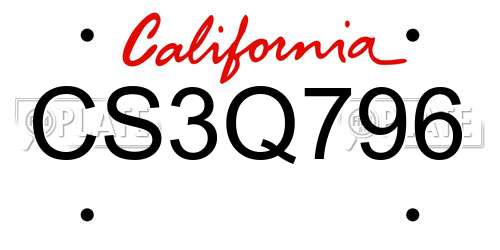 CS3Q796 California License Plate