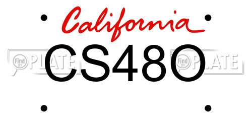 CS48O California License Plate