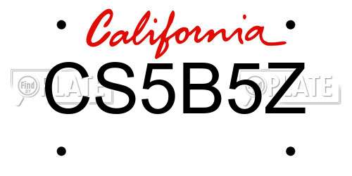 CS5B5Z California License Plate