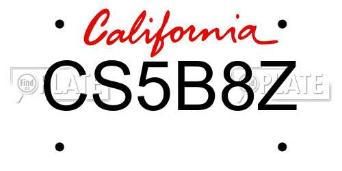 CS5B8Z California License Plate