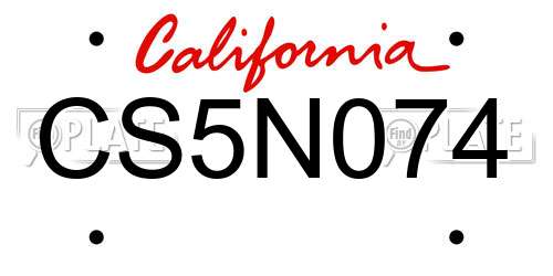 CS5N074 California License Plate
