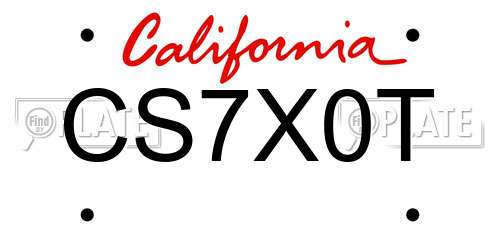CS7X0T California License Plate
