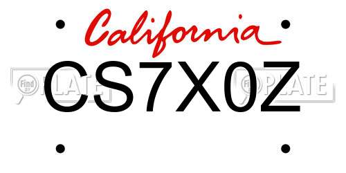CS7X0Z California License Plate