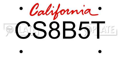 CS8B5T California License Plate
