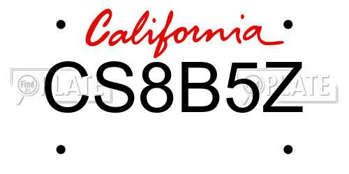 CS8B5Z California License Plate
