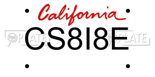 CS8I8E California License Plate