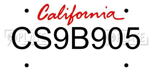 CS9B905 California License Plate