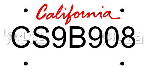 CS9B908 California License Plate