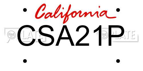 CSA21P California License Plate