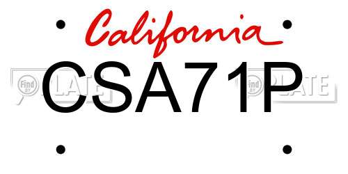 CSA71P California License Plate