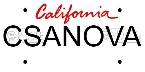 CSANOVA California License Plate