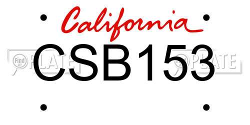 CSB153 California License Plate