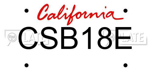 CSB18E California License Plate