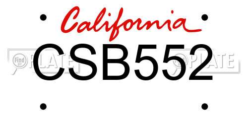 CSB552 California License Plate