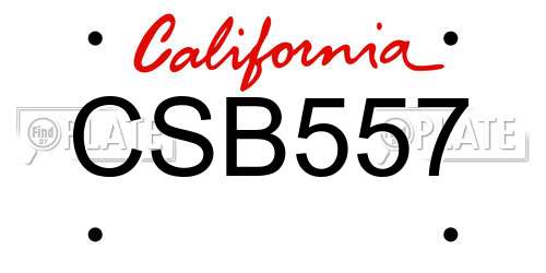 CSB557 California License Plate