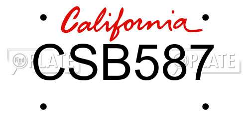 CSB587 California License Plate