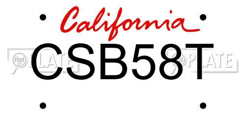 CSB58T California License Plate