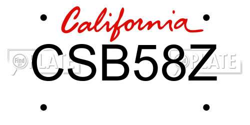 CSB58Z California License Plate