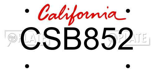 CSB852 California License Plate