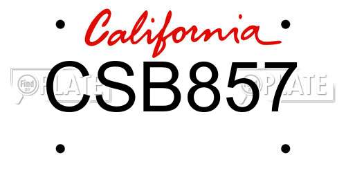 CSB857 California License Plate