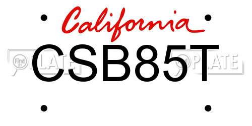 CSB85T California License Plate