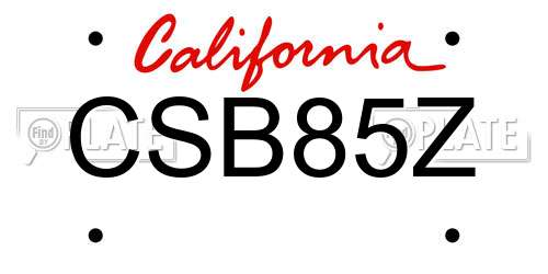 CSB85Z California License Plate