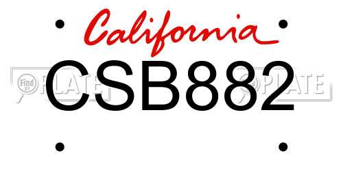 CSB882 California License Plate