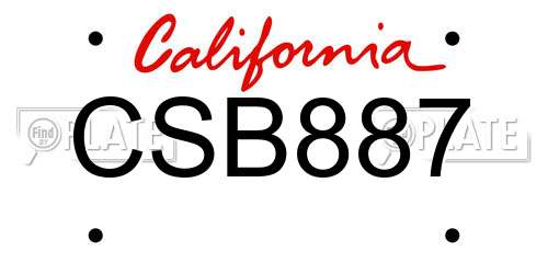 CSB887 California License Plate