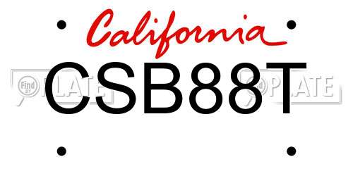 CSB88T California License Plate