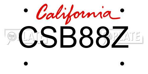 CSB88Z California License Plate