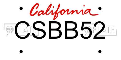 CSBB52 California License Plate