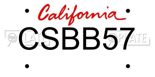 CSBB57 California License Plate